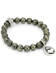 King Baby "Coin" Small Heart with 8mm Pyrite Bracelet