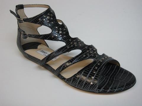 JIMMY CHOO Rebel Charcoal Lizard Sandal 40
