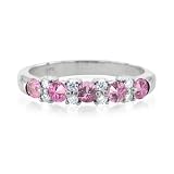 Natural Pink Sapphire Diamond Ring in 18k White Gold Wedding Band (G, SI1-SI2, 0.90 cttw) Certificate of Authenticity