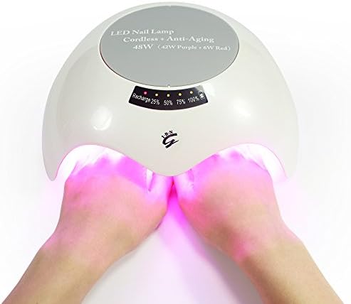 48W UV LED Manicure Pedicure Curing Lamp Machine Nail Dryer Light with Rechargeable Battery and Infrared Sensor and 3 Timer Setting - Cure LED UV Gel Nail Polish for Fingernails and Toenails