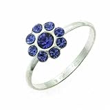 Sterling Silver Dark Blue cz Flower Junior Ring - B000J2OE92