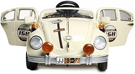 12V Kids Ride On Beetle Styled Car - Opening Doors - Parental Remote - Cream! by Pembury Trading