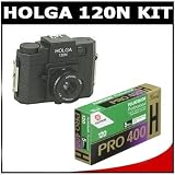Holga 120N Medium Format Fixed Focus Camera with Lens with Fujifilm Fujicolor Pro 400H Color Negative Film, ISO 400, 120 Size, Pack of 5, USA