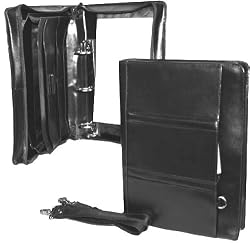 Mancini Black Leather Legal Size Ring Binder 2 Inch