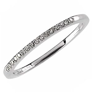 14K White Gold Slim Ladies Diamond Wedding Band
