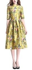 Floral Print Satin/Silk Elbow Length Sleeves Skater Dress/Midi Dress 