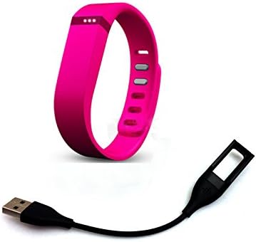 Eson 1pc Large L Teal Replacement Band + 1pc Charging Cable for Fitbit FLEX Only /No tracker/ Wireless Activity Bracelet Sport Wristband Fit Bit Flex Bracelet Sport Arm Band Armband (Rose Red+Charng Cable)