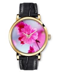 SPRAWL Aanalog Fashion Series Gold Ladies Watches of Genuine Black Leather Strap,Unique Wrist Watch for Women Girls Designed with roses flowers
