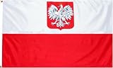 Poland State/Ensign Eagle Flag: 3x5 foot Poly