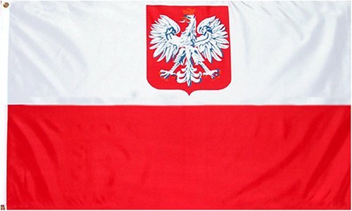 Poland State/Ensign Eagle Flag: 3x5 foot Poly