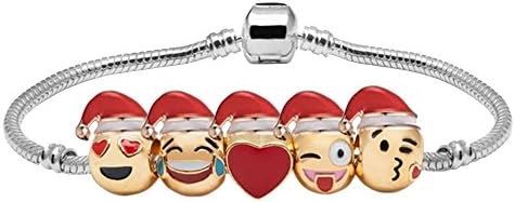Bella Emoji Charms Bracelet 18K Gold Plated Enamel Emoji Faces for Christmas Designed Comes with Gift Box