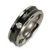 Stainless Steel Concave Black Cubic Zirconia "Sweet Agreement" 6mm Band Ring - Men