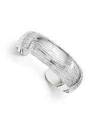 Leslies Sterling Silver Polished and Textured Slip on Bangle