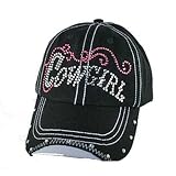 Black Rhinestone Cowgirl Baseball Cap