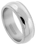Titanium 7 mm (slightly over 1/4) Titanium Milgrain Dome Band High Polished