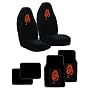 Set of 2 Universal Fit High Back Front Bucket Seat Cover With Embroider Logo - Red Dragon and Matching Floor Mats