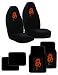Set of 2 Universal Fit High Back Front Bucket Seat Cover With Embroider Logo - Red Dr...