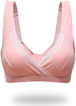 Unilove Wirefree Maternity Nursing Bra Seamless Adjustable Cotton Sleep Bralette with Bra Extender (M, Pink)