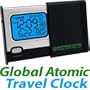 Ultra Slim Professional Global Atomic Travel Alarm Clock, Digital Multi Band World Radio Controlled with Leather Protective Pouch