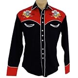 Rockmount Vintage Western Men's Embroidered Skull and Guns Cowboy Shirt