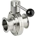 Sharpe Valves Series 15 Stainless Steel 304 Sanitary Butterfly Valve, 304 Stainless Steel, EPDM Seat, 4 Position Handle, 6" Tube OD Quick Clamp