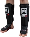 RDX Cow Hide Leather Shin instep pad MMA leg guard Kick Gloves