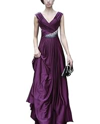 A-line V-neck Sleeveless Cocktail Floor Length Chiffon Beaded Pleated Homecoming Dress/Pageant Dress/Prom Dress/Party Dress/Wedding Dress 