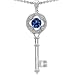 Candygem 14k Gold Key to my Heart Love Key Pendant with Lab Created Round Sap...