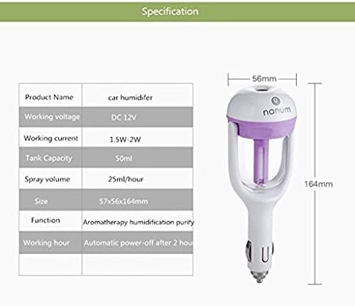 Antidull Mini 50ml Travel Portable Car Charger Air Aromatherapy Humidifier - Cool Mist Aroma Diffuser Essential Oils Diffuser - with Fresh Purification Function for Car (purple)