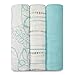 aden + anais Silky Soft Swaddle Baby Blanket, Viscose Bamboo Muslin, Large 47 X 47 inch, 3 Pack, Azure