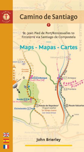 camino de santiago maps  mapas  cartes st jean pied de portroncesvalles to finisterre via santiago de compostela