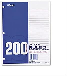 Mead Filler Paper, Loose Leaf Paper, Wide Ruled, 200 Sheets/Pack (15200) (2, Wide Ruled)