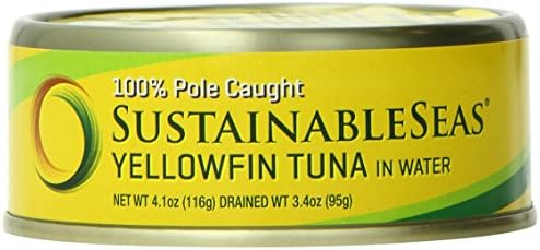 Sustainable Seas Wild Yellowfin Solid Tuna in Water, 4.1 Ounce (Pack of 12)