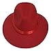 Bigood Unisex Women Imitation Cashmere Large Brim Panama Sun Fedora Hat Red