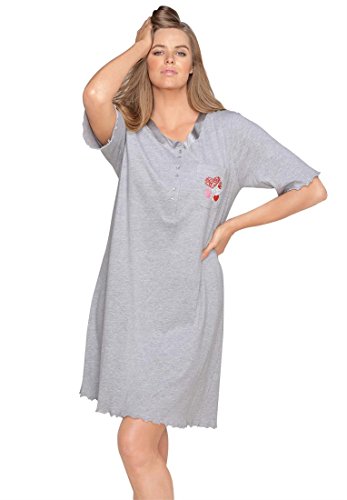 Dreams & Co. Women's Plus Size Satin trim cotton sleepshirt