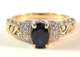 Sapphire Diamond Filigree Engagement Ring 14k yellow gold