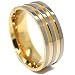 8mm Titanium Triple Gold Wedding Ring Men's Wedding Rings Men's Engagement Bands Designer Rings (Available in Whole & Half Sizes 6-17) (4)