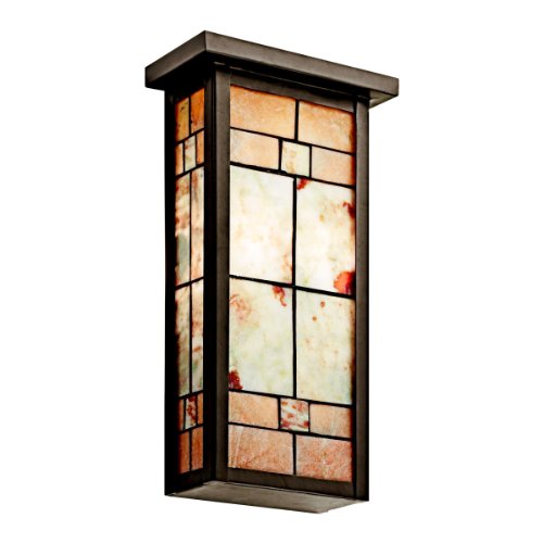 Kichler Lighting 69116 2-Light Prairie Ridge Art Glass and Cut Stone ADA Compliant Wall Sconce, Olde Bronze