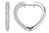 1 Carat Diamond 14K White Gold Heart Hinged Hoop Earrings