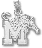Memphis Tigers Solid Sterling Silver ''M'' Tiger 5/8'' Pendant
