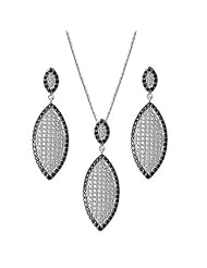 925 Sterling Silver Sets With Cubic Zirconia - Stone: Black , Clear CZ