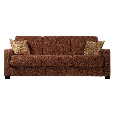 Handy Living CAC1-S6-HCH87 Cabo Living Room Convert-A-Couch Chenille Sleeper Sofa, Chocolate with 2 Decorative Paisley Throw Pillows