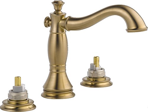 Delta 3597LF-CZMPU-LHP Cassidy Two Handle Widespread Bathroom Faucet with Metal Pop-Up Drain without Handles, Champagne Bronze
