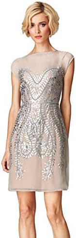 Mignon Short Cocktail Dress VM1283, Silver Pearl, 8