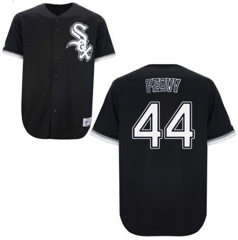 MLB Men's Chicago White Sox Jake Peavy Black Alternate Short Sleeve 6 Button Synthetic Replica Baseball Jersey Spring 2012  (Black, Large)