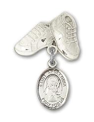 Sterling Silver Baby Badge with St. Apollonia Charm and Baby Boots Pin