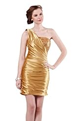 Sexy Chiffon/Taffeta/Tulle Crystal Lace Crystals Beaded Applique One Shoulder Prom Dress/Mini Dress 