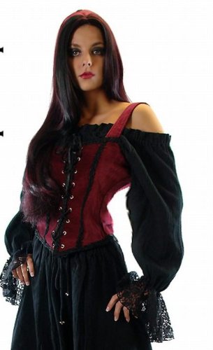 MITTELALTER TRÄGERMIEDER MIEDER MARKETENDERIN TOP 3155 S/M Bordeaux