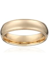 Men's 14k Yellow Gold 6mm Comfort Fit Milgrain Plain Wedding Band