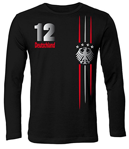 4 STERNE FANSHIRT DEUTSCHLAND FUSSBALL EM 2016 4318(HL-SW) Gr. XXL